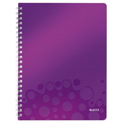 Collegeblock WOW A4, kariert, violett, 4-fach gelocht, mikroperforiert, spiralgebunden, 80 Blatt, 80 g/qm, Sichthülle, PP-Einband, Maße: 307x240x20mm