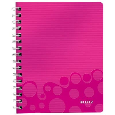 Collegeblock WOW A5, liniert, pink, 2-fach gelocht, mikroperforiert, spiralgebunden, 80 Blatt, 80 g/qm, Sichthülle, PP-Einband, Maße: 307x240x20mm