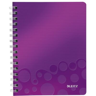 Collegeblock WOW A5, liniert, violett, 2-fach gelocht, mikroperforiert, spiralgebunden, 80 Blatt, 80 g/qm, Sichthülle, PP-Einband, Maße: 307x240x20mm