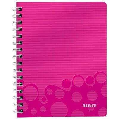 Collegeblock WOW A5, kariert, pink, 2-fach gelocht, mikroperforiert, spiralgebunden, 80 Blatt, 80 g/qm, Sichthülle, PP-Einband, Maße: 307x240x20mm