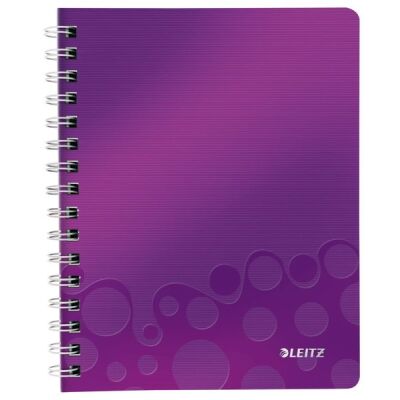 Collegeblock WOW A5, kariert, violett, 2-fach gelocht, mikroperforiert, spiralgebunden, 80 Blatt, 80 g/qm, Sichthülle, PP-Einband, Maße: 307x240x20mm