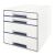 Schubladenbox WOW Cube 4 geschlossene Schubladen, 2 hohe, 2 flache, weiß/grau, mit Auszugstopp, Schubladeneinsatz