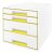 Schubladenbox WOW Cube 4 geschlossene Schubladen, 2 hohe, 2 flache, weiß/gelb, mit Auszugstopp, Schubladeneinsatz