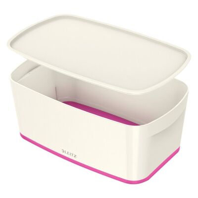 Aufbewahrungsbox WOW MyBox klein + Deckel, weiß/pink-met, Kunststoff, Fassungsvermögen: 5 l, Maße: 318 x 128 x 191 mm