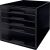 Schubladenbox WOW Cube 5 geschlossene Schubladen, 1 hohe, 4 flache, weiß/schwarz, mit Auszugstopp, Schubladeneinsatz