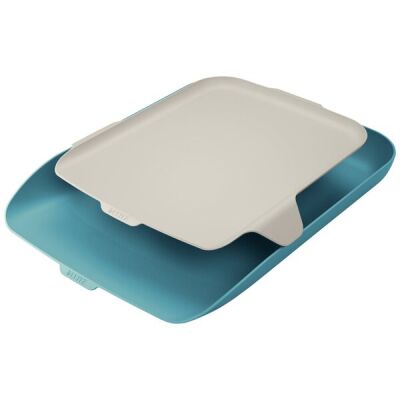 Briefkorb Cosy A4, blau mit Organiser in hellgrau, 268 x 43 x 358 mm