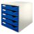 Schubladenbox Postset 5 geschlossene Schubladen, blau, mit Auszugstopp, Maße: 285 x 290 x 355 mm