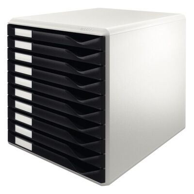 Schubladenbox Formularset 10 geschlossene Schubladen, schwarz, mit Auszugstopp, Maße: 285 x 290 x 355 mm