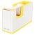 KlebebandunkelTischabroller WOW Duo Colour, weiß/gelb, für Kleberollen bis 19 mm x 33 m, Polystyrol, Maße: 51 x 76 x 126 mm