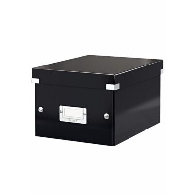 Aufbewahrungsbox Click & Store, klein, schwarz, Hartpappe, mit Deckel