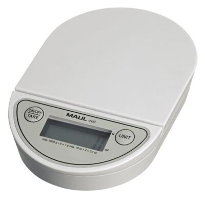 Briefwaage MAULoval, weiß, Tragkraft 2000 g, Teilung 1 g