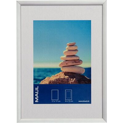 Bilderrahmen Aluminium 13 x 18 cm, glasklar, Rahmen silbereloxiert, zum Stellen und Hängen