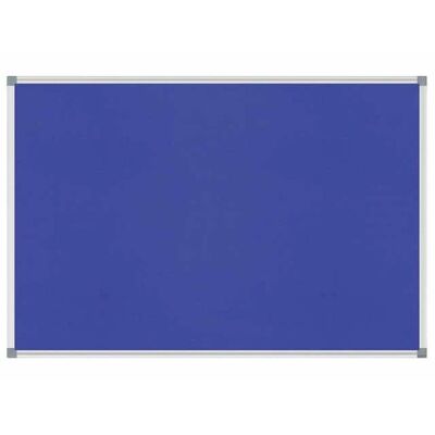 Pinnboard Standard, Textiltafel, 60 x 90 cm, blau, Alurahmen, Ecken grau