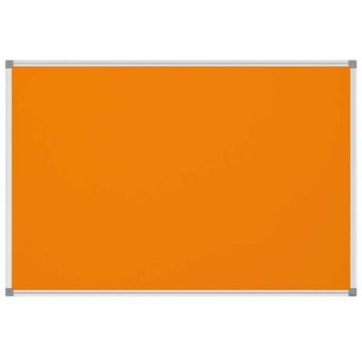 Pinnboard Standard, Textiltafel, 90 x 180 cm, orange, Alurahmen, Ecken grau