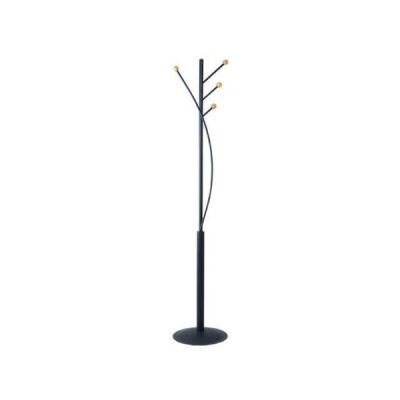 Garderobenständer MAULaura, 180 cm, 4 Haken, schwarz mit Holzköpfen aus Buche