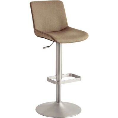 Bar- und Tresenhocker 1235,  gepolsterte Sitzschale in beige, Vintage Kunstleder, Gestell chrom matt