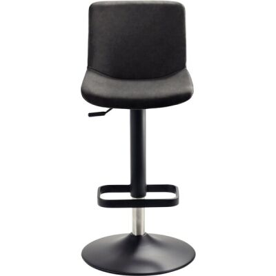 Bar- und Tresenhocker 1235G,  gepolsterte Sitzschale in schwarzgrau, Vintage Kunstleder, Gestell schwarz