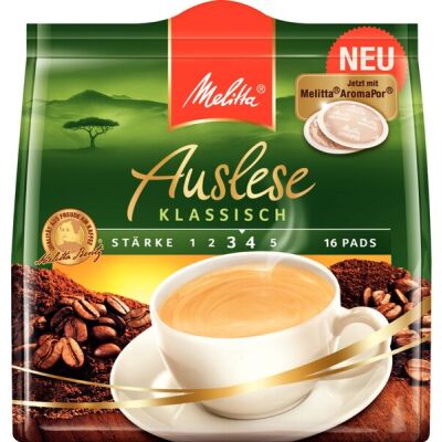 Melitta Pads Kaffee Auslese Klassisch, 16 Pads, Intensität: 4