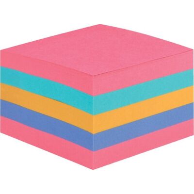 Haftnotiz Super Sticky Note, 76 x 76 mm, Würfel à 440 Blatt, Collection Rainbow: mohnrot, orange, wassermelonenrot