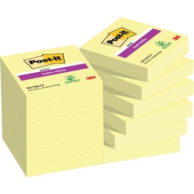 Haftnotiz Super Sticky Notes, 51 x 51 mm, 12 Blöcke à 90 Blatt, gelb