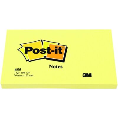 Haftnotiz Note, 127 x 76 mm, 1 x 100 Blatt, 1 Block, gelb