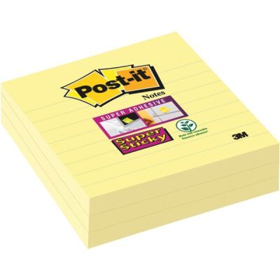 Haftnotiz Super Sticky Note, 101 x 101 mm, liniert, 3 x 70 Blatt, 3 Block, gelb