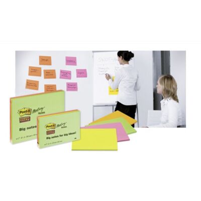 Haftnotiz Super Sticky Meeting Note, 152 x 203 mm, 4 x 45 Blatt, 4 Block, limonengrün, ultragelb, vitalorange, powerpink