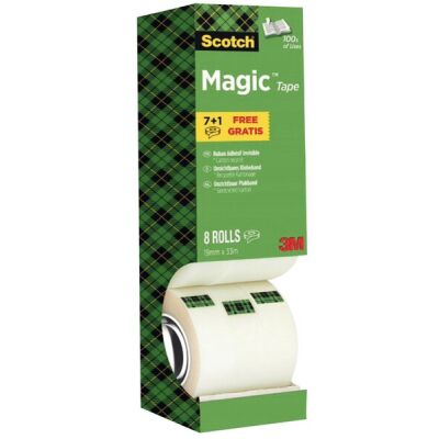 Scotch Magic Klebeband 810 Power Pack mit 8 Rollen 19mmx33m