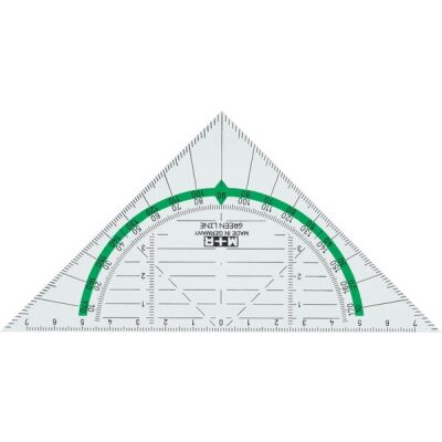 Geodreieck 16 cm Green Line, glasklar, grün hinterlegt