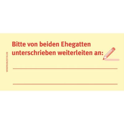 Haftnotizen 75 x 35 mm, gelb Bitte von beiden Ehegatten unter-