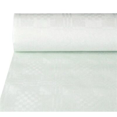 Papiertischtuch mit Damastprägung, auf Rolle, 10 m x 1 m, weiß, Stärke: 40 g/qm