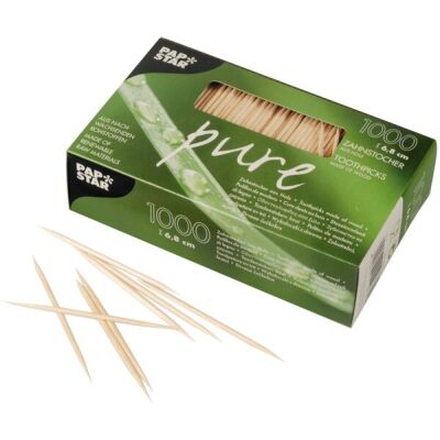 Zahnstocher pure, Holz, rund, Länge: 6,8 cm, 1000 Stück