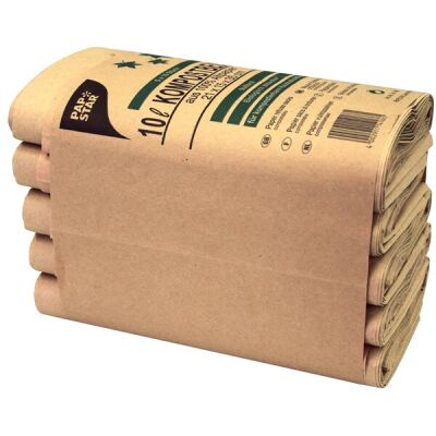 Kompostbeutel aus Papier, 10l, 35x21x15cm, braun