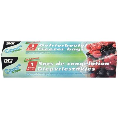 Gefrierbeutel, 1l, 24 x 16 cm, transparent, mit Beschriftungsfeld, Stärke: 35 my, 20 Beutel