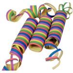 Luftschlangen Streifen, 4 m x 0,7 cm, flammhemmend, 3er Pack