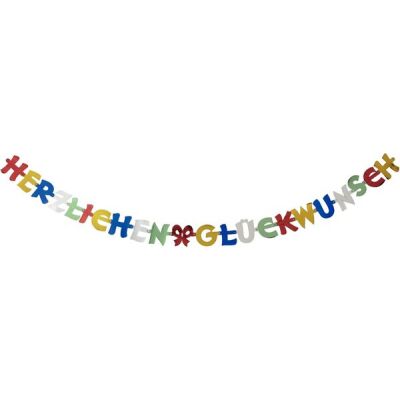 Grußkette Herzlichen Glückwunsch, Pappe, Länge: 2,5 m, Buchstabenhöhe: 11 cm