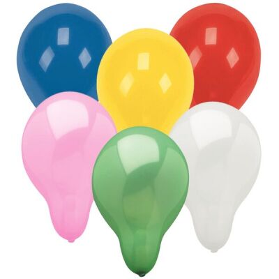Luftballons rund, Ø 28 cm, Umfang: 90 cm, geeignet für die Befüllung mit Helium, farbig sortiert, 100 Stück