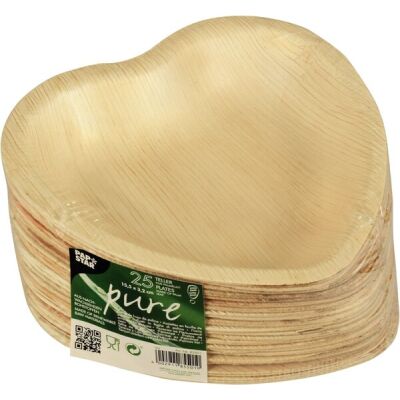 Teller pure Herz, 15,5 cm aus Palmblatt