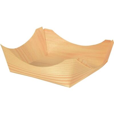 Schale pure, eckig, 3,5 x 10 x 10 cm, Holz, nicht für flüssige Lebensmittel, 50 Stück