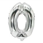 Folienlufballon, 35 x 20cm, "0", silber, mit...