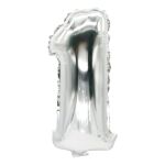 Folienlufballon, 35 x 20cm, "1",silber, mit...