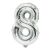 Folienlufballon, 35 x 20cm, "8", silber, mit selbstschließendem Ventil, problemloses wieder befüllen mit Luft