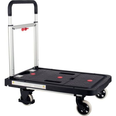 Plattform-Wagen klappbar, max. 150 kg belastbar, 4 Rollen, schwarz/silber
