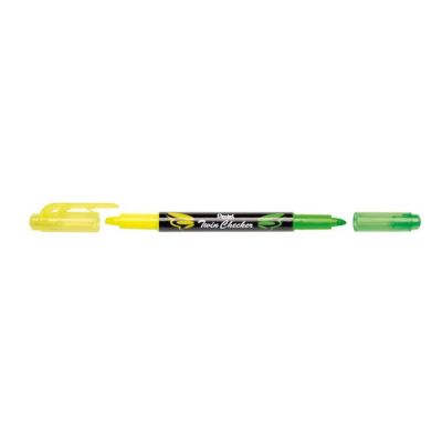 Textmarker Twin Checker, 2-fabiger Textmarker, gelb/hellgrün, Strichstärke: 1,0 - 3,5mm.