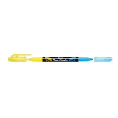 Textmarker Twin Checker, 2-fabiger Textmarker, gelb/hellblau, Strichstärke: 1,0 - 3,5mm.