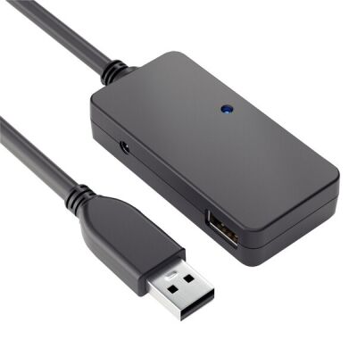 aktives USB-3.1 Verlängerungskabel, Generation 1, schwarz, 5 m, USB-A Stecker auf 4-fach USB-Hub