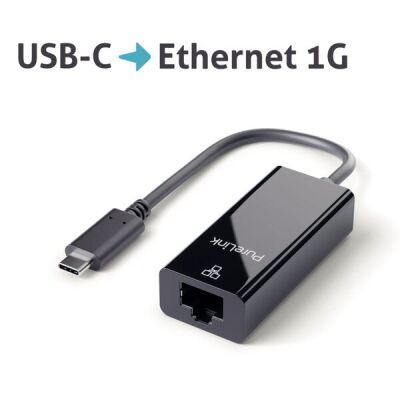 Adapter iSerie, USB-C-Kabel auf Ethernet, max. 1000Mbps, schwarz, 0,10 m
