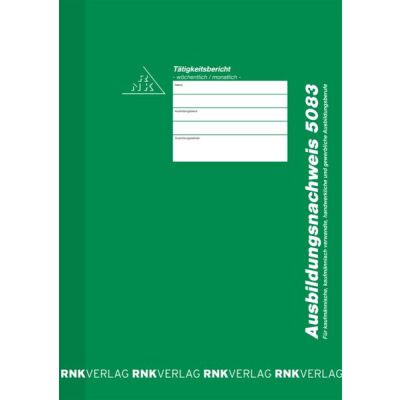 Ausbildungsnachweis (Heft), für wöchentliche/monatliche Eintragung, DIN A4, 56 Seiten