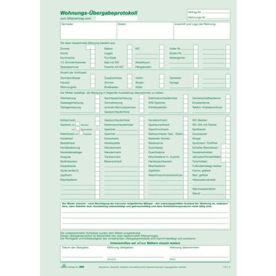 Universal-Mietvertrag mit Übergabe- protokoll, selbstdurchschreibend