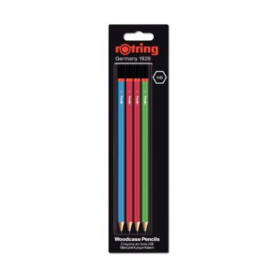 Bleistift COREpro, HB, 4er Blister, je 1x blau und grün, 2x rot
